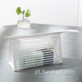 CustomShould PVC PVC Transparente Stripe Impermea Saco de maquiagem